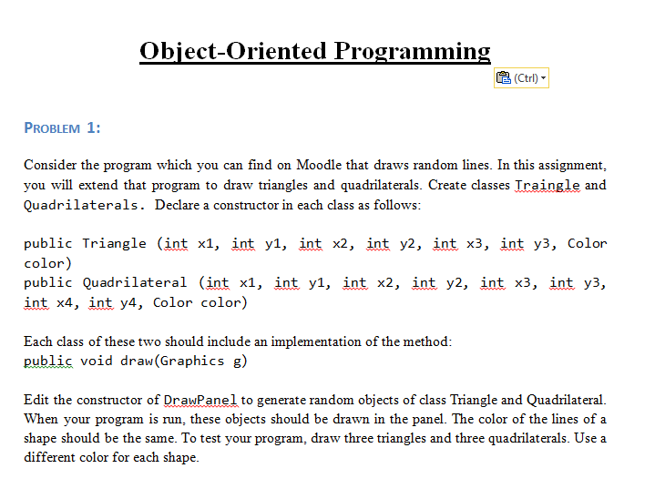 Object-Oriented Programming (Ctrl) - PROBLEM 1: | Chegg.com