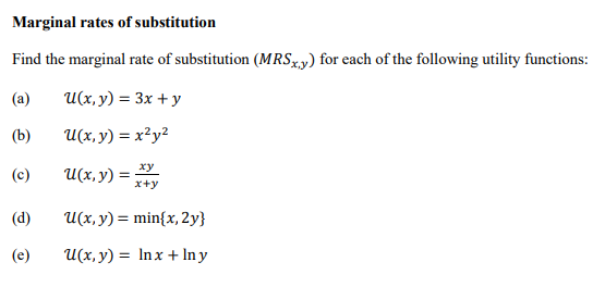 marginal rate of substitution utility function