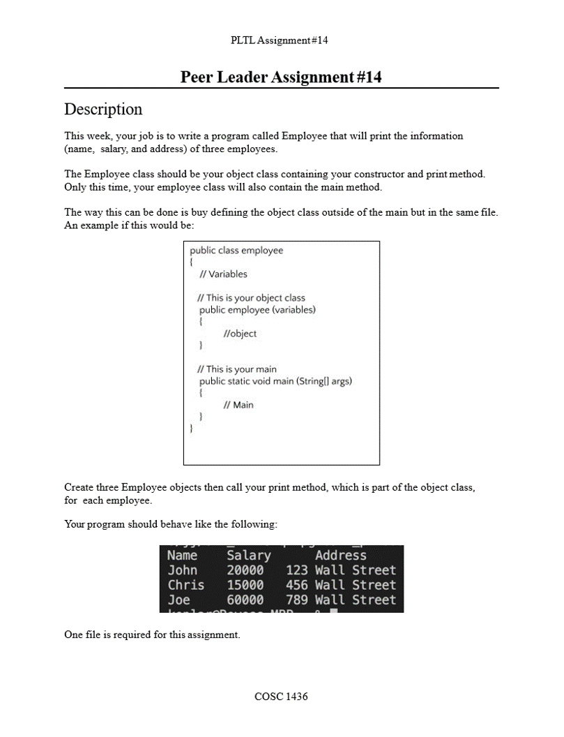 Solved PLTL Assignment#14 Peer Leader Assignment #14 | Chegg.com