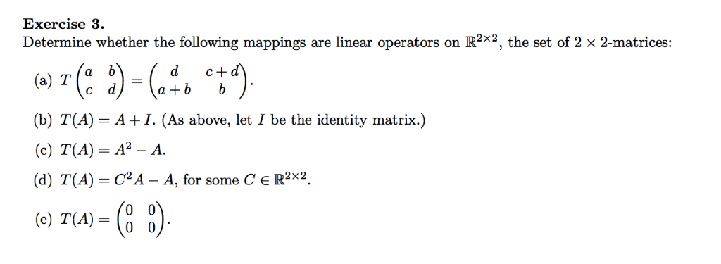 Solved Exercise 3 Determine whether the following mappings | Chegg.com