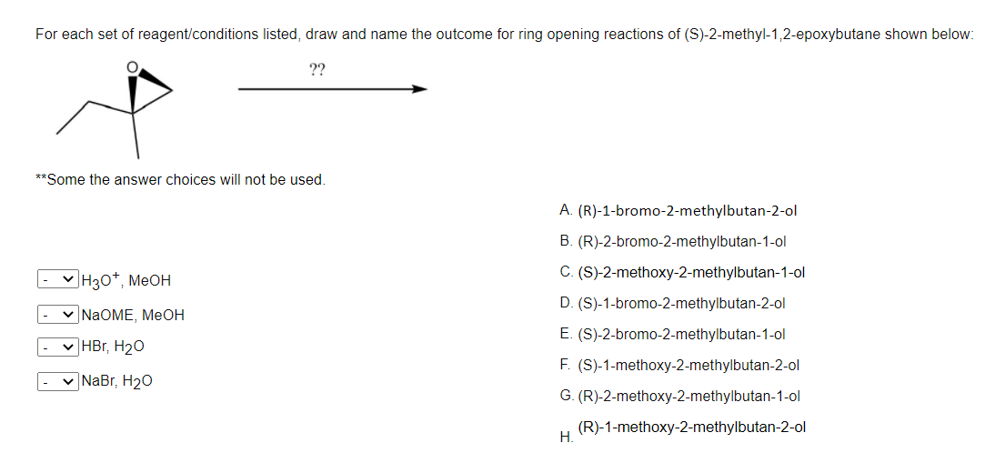 Solved For Each Set Of Reagent Conditions Listed Draw An Chegg Com