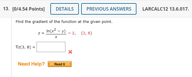 Solved Find the gradient of the function at the given point. | Chegg.com