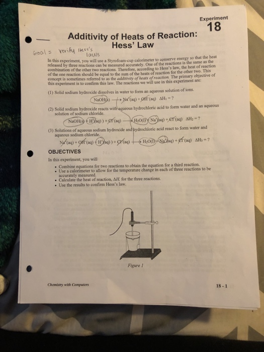 Experiment 18 Additivity of Heats of Reaction Hess'