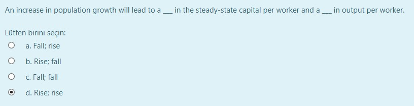 Solved An increase in population growth will lead to a __ in | Chegg.com