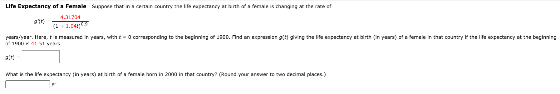 Solved Life Expectancy of a Female Suppose that in a certain | Chegg.com