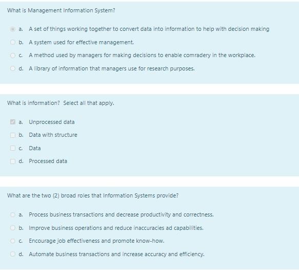 Solved What Is Management Information System? A. A Set Of | Chegg.com