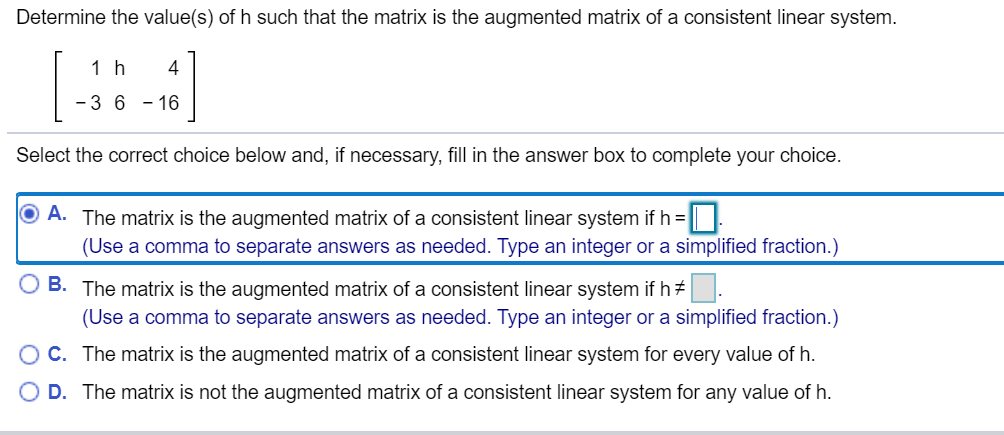 Solved Determine the value(s) of h such that the matrix is | Chegg.com