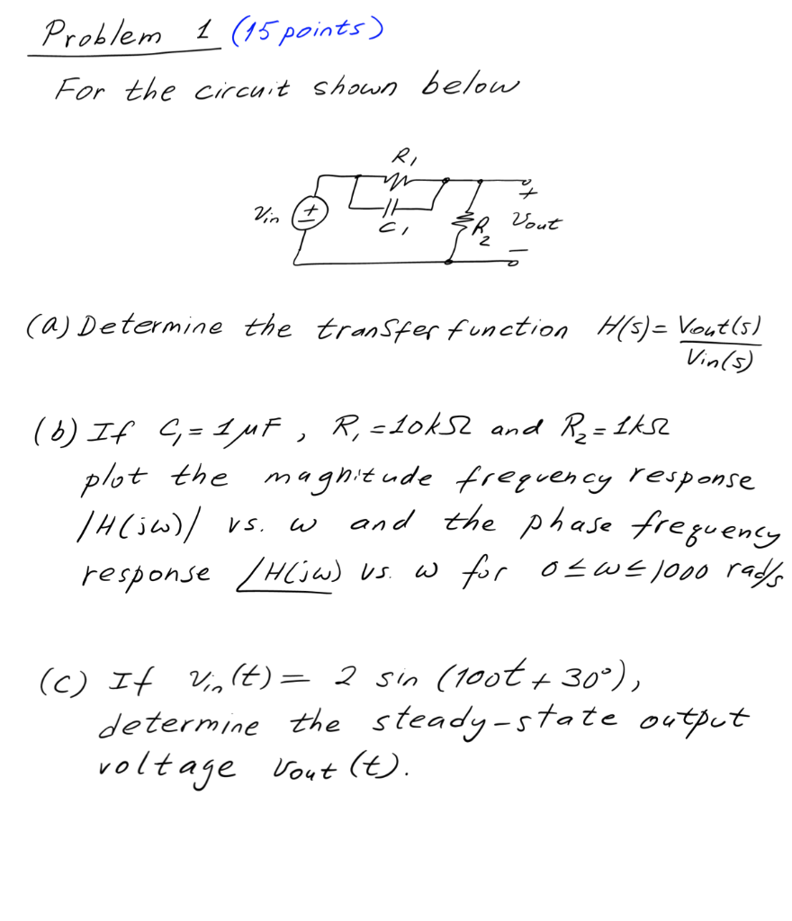 Solved Problem 1 (15 points) For the circuit shown below RI | Chegg.com