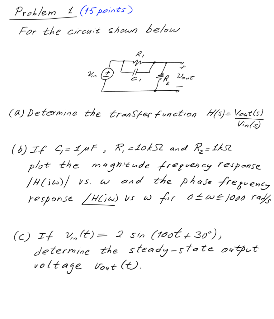 Solved Problem 1 (15 Points) For The Circuit Shown Below RI | Chegg.com