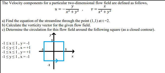 Solved X V = The Velocity components for a particular | Chegg.com