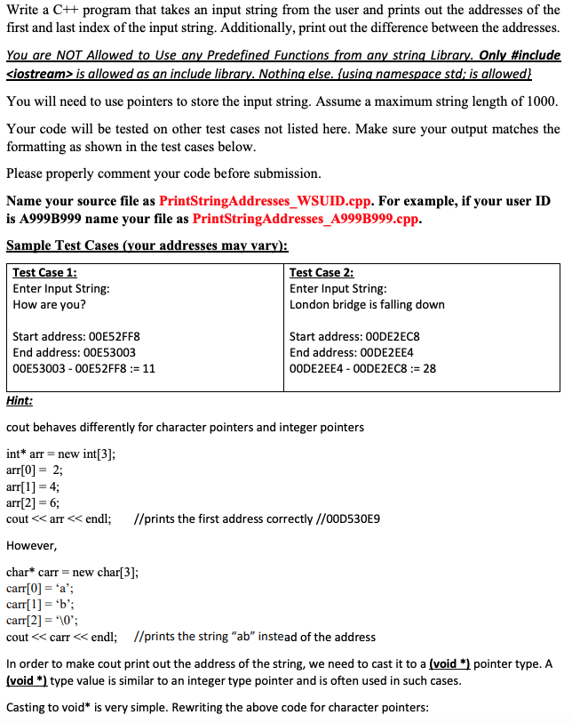 Solved Write a C++ program that takes an input string from | Chegg.com