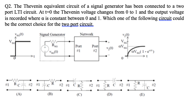 Solved Q2. The Thevenin equivalent circuit of a signal | Chegg.com