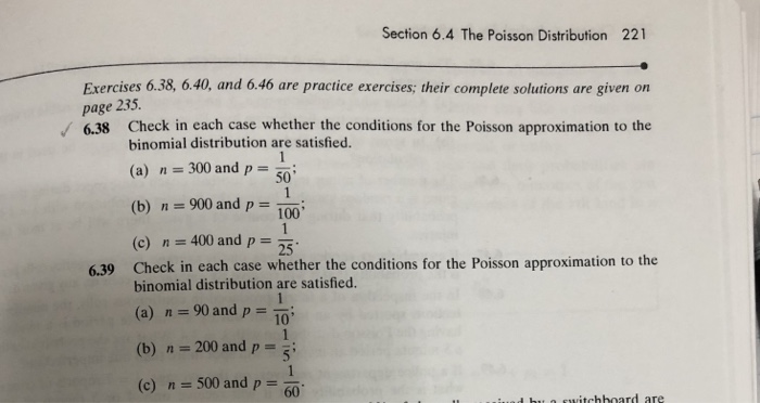 Solved Section 6.4 The Poisson Distribution 221 Exercises | Chegg.com