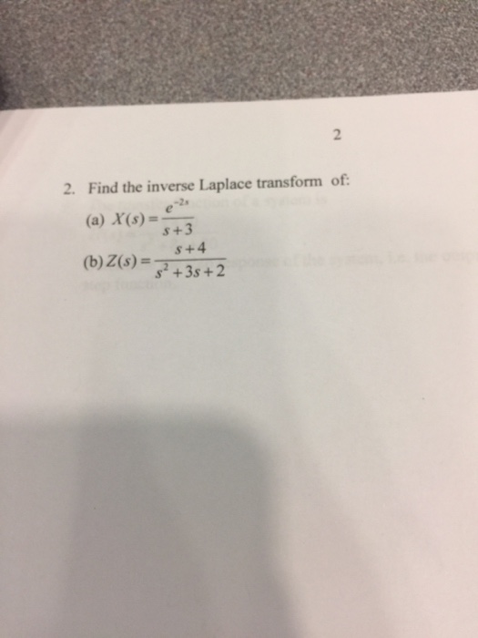 Solved Find The Inverse Laplace Transform Of X S Chegg Com