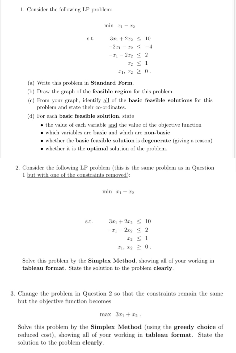 Solved 1. Consider The Following LP Problem: Min 21 - 22 | Chegg.com