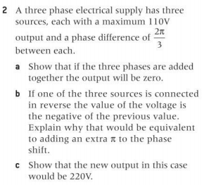 Solved 2 A three phase electrical supply has three sources, | Chegg.com