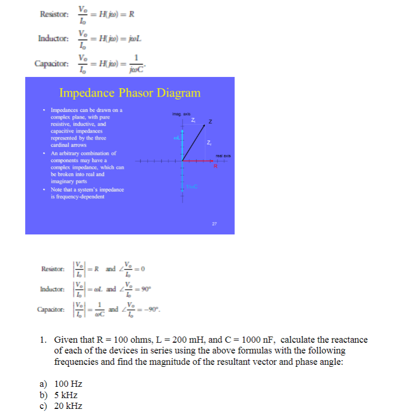 Resistor V H2 R L V H2 1 Inductor V Chegg Com