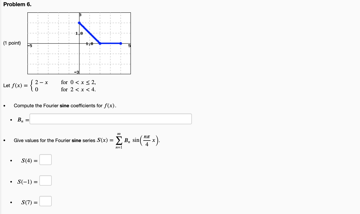 Solved Problem 6. 110 (1 point) -5 Let f(x) = {z 2 - x 0 for | Chegg.com