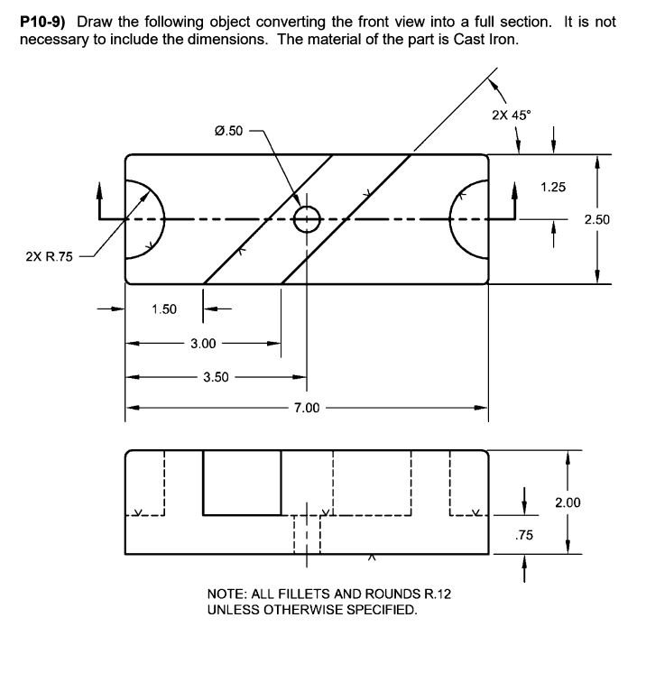 Solved P10-9) Draw the following object converting the front | Chegg.com