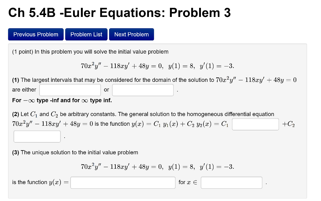 Solved Ch 5.4B -Euler Equations: Problem 3 Previous Problem | Chegg.com