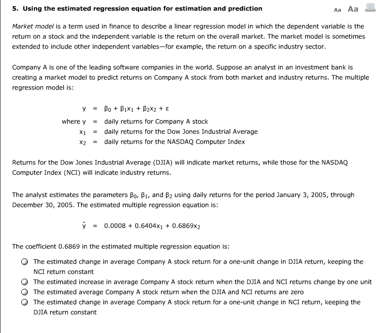 Solved 5. Using the estimated regression equation for | Chegg.com