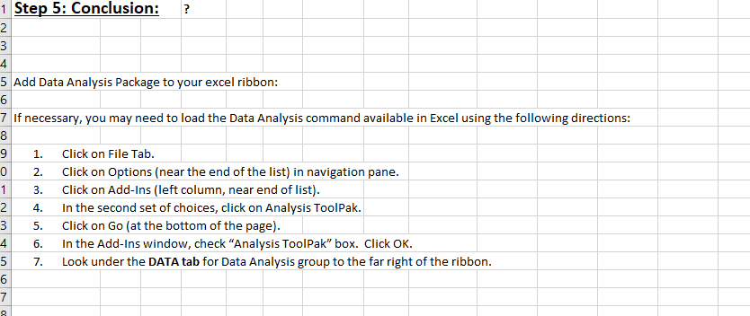 using excel data analysis add in