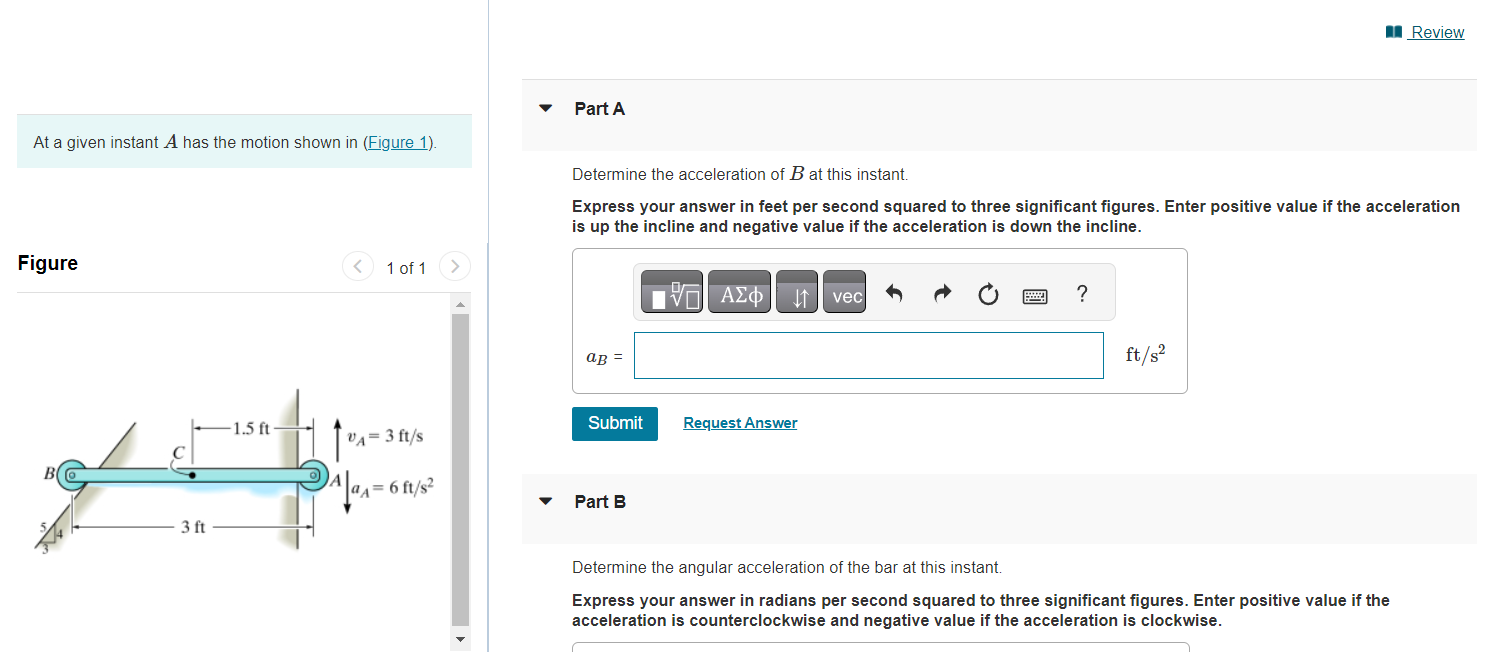 Solved At a given instant A has the motion shown in (Figure | Chegg.com