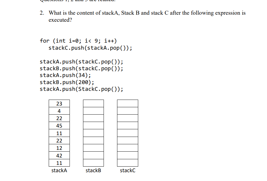 Solved 2. What Is The Content Of StackA, Stack B And Stack C | Chegg.com