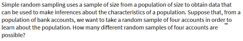 Solved Simple random sampling uses a sample of size from a | Chegg.com