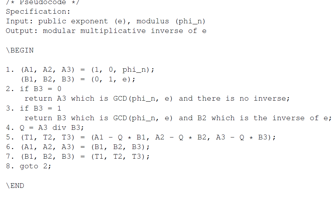 How To Implement The Extended Euclidean Algorithm In | Chegg.com