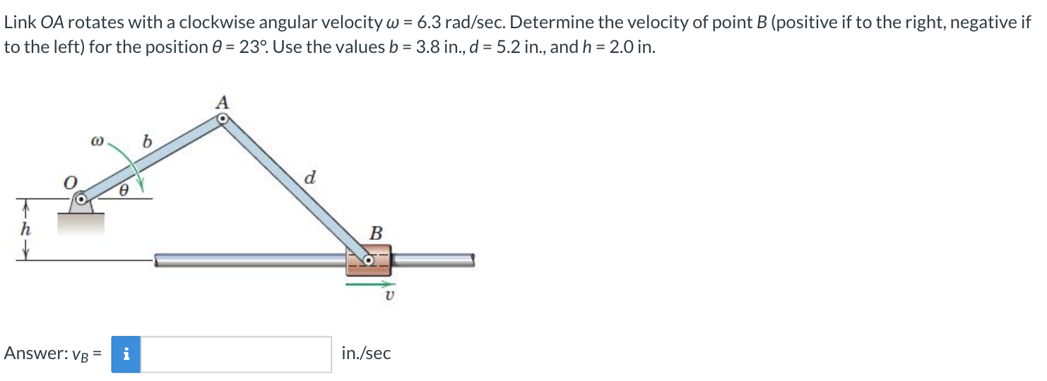 Solved Link OA rotates with a clockwise angular velocity | Chegg.com