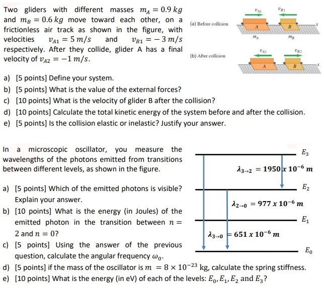 Solved 081 (a) Before Collision B Two Gliders With Different | Chegg.com