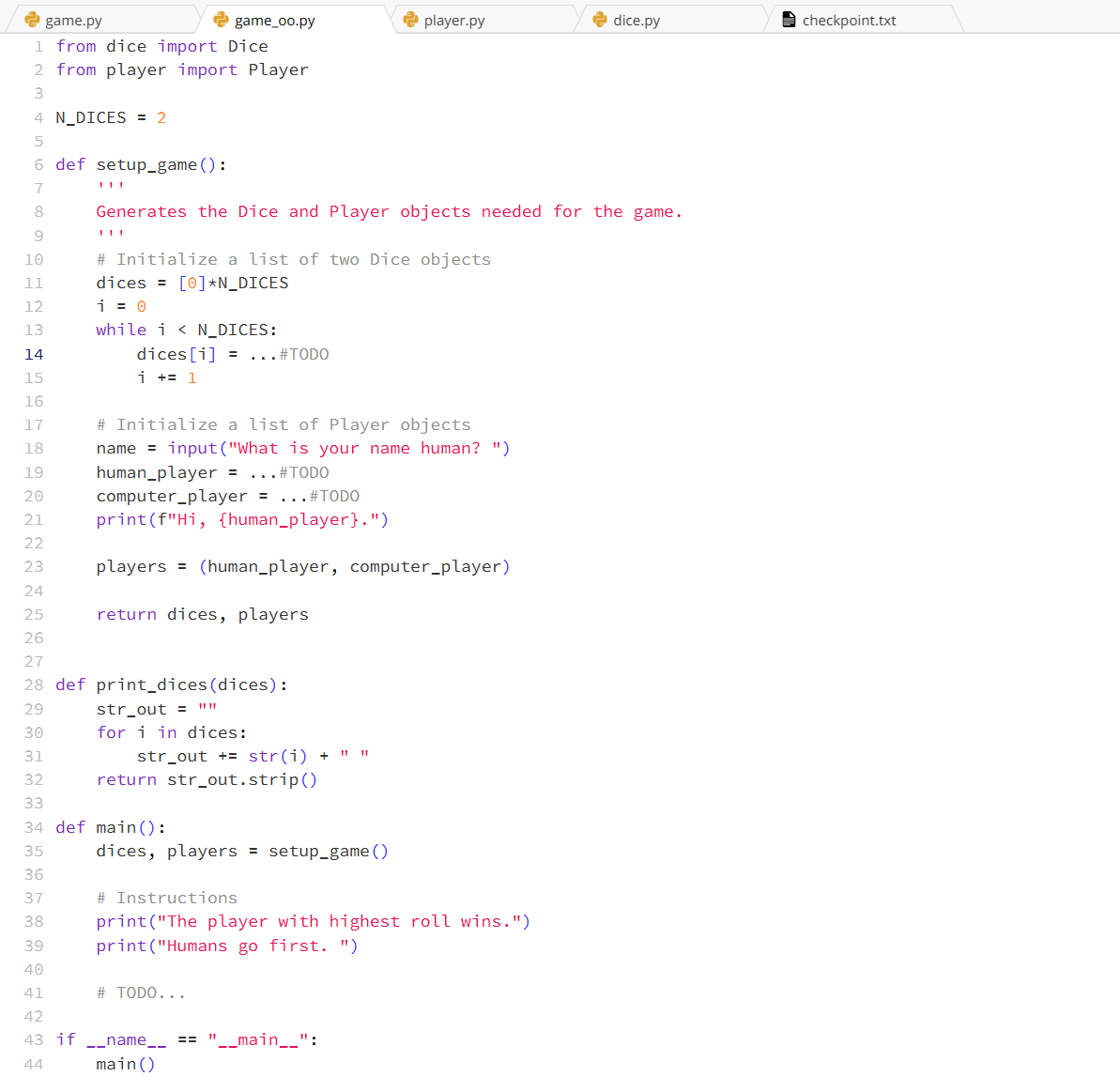 Solved You are given a basic dice game, game.py, that is | Chegg.com