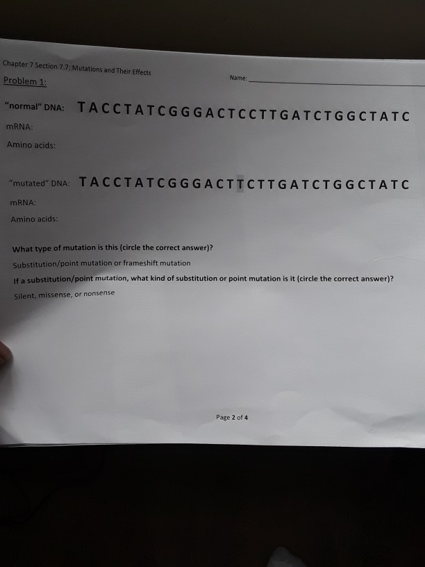 Solved Chapter 7 Section 7.7: Mutations and Their Effects | Chegg.com