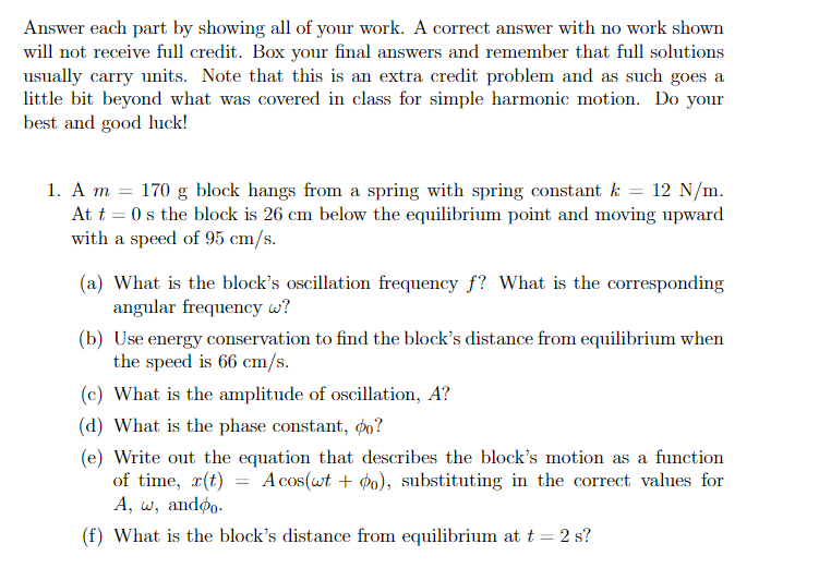 Solved Answer each part by showing all of your work. A | Chegg.com