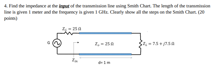 Solved 4. Find The Impedance At The Input Of The | Chegg.com