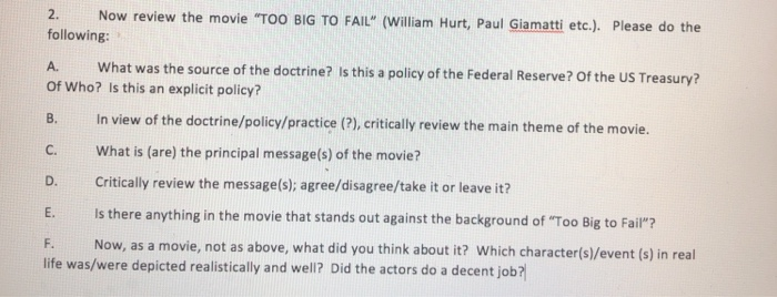 Too Big To Fail Movie