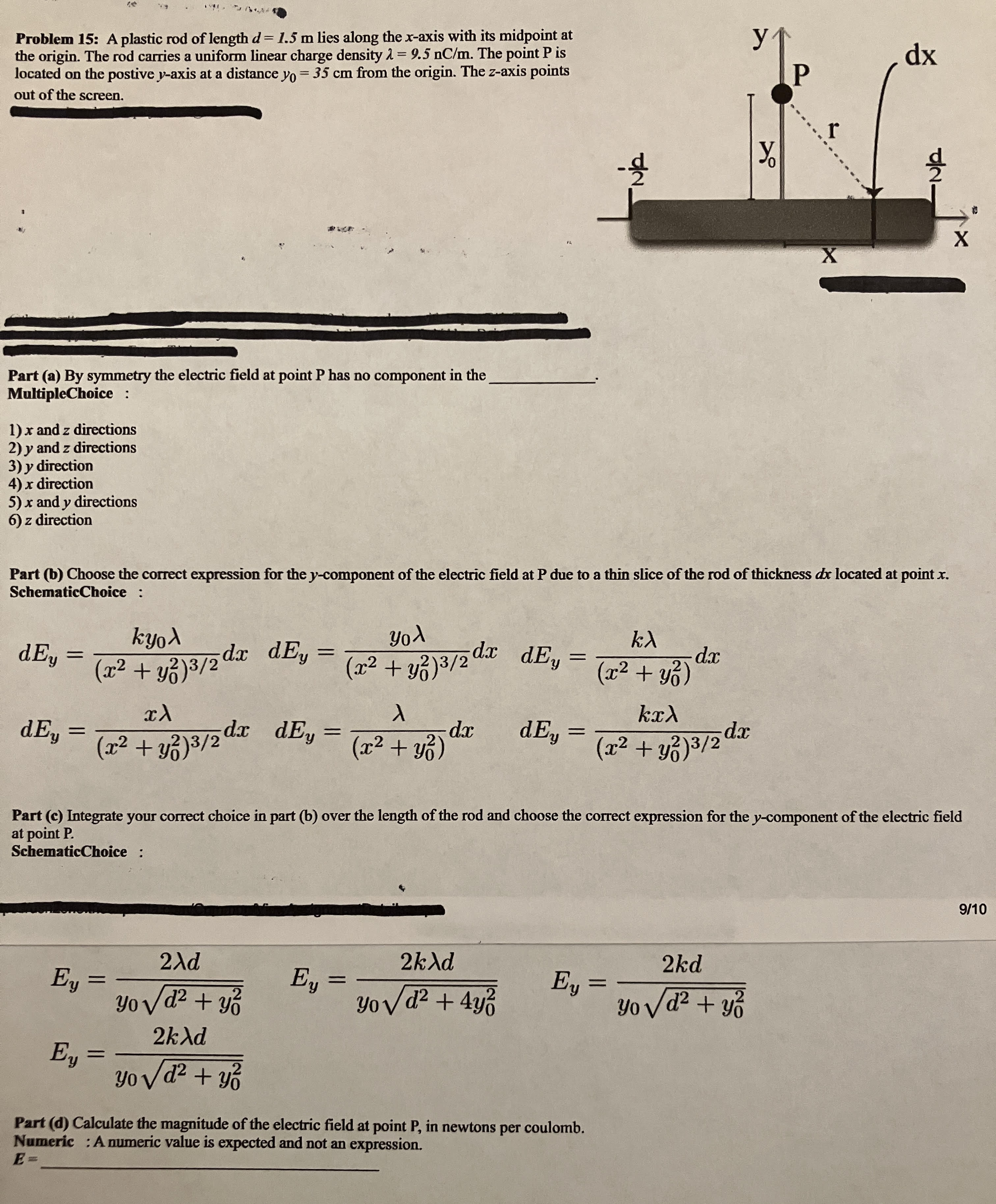 solved-problem-15-a-plastic-rod-of-length-d-1-5-m-lies-chegg