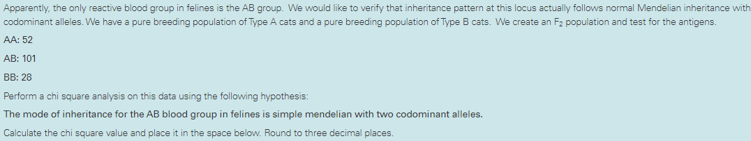 Solved Apparently, the only reactive blood group in felines | Chegg.com