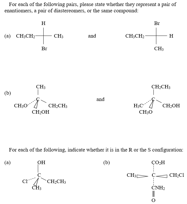 Solved For each of the following pairs, please state whether | Chegg.com