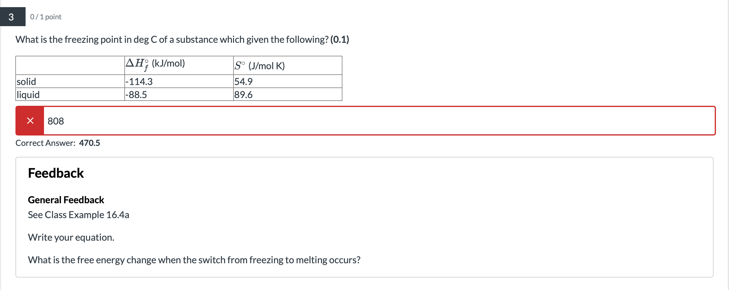 What is the freezing point in deg C of a substance | Chegg.com
