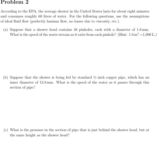 Solved Problem 2 According to the EPA, the average shower in
