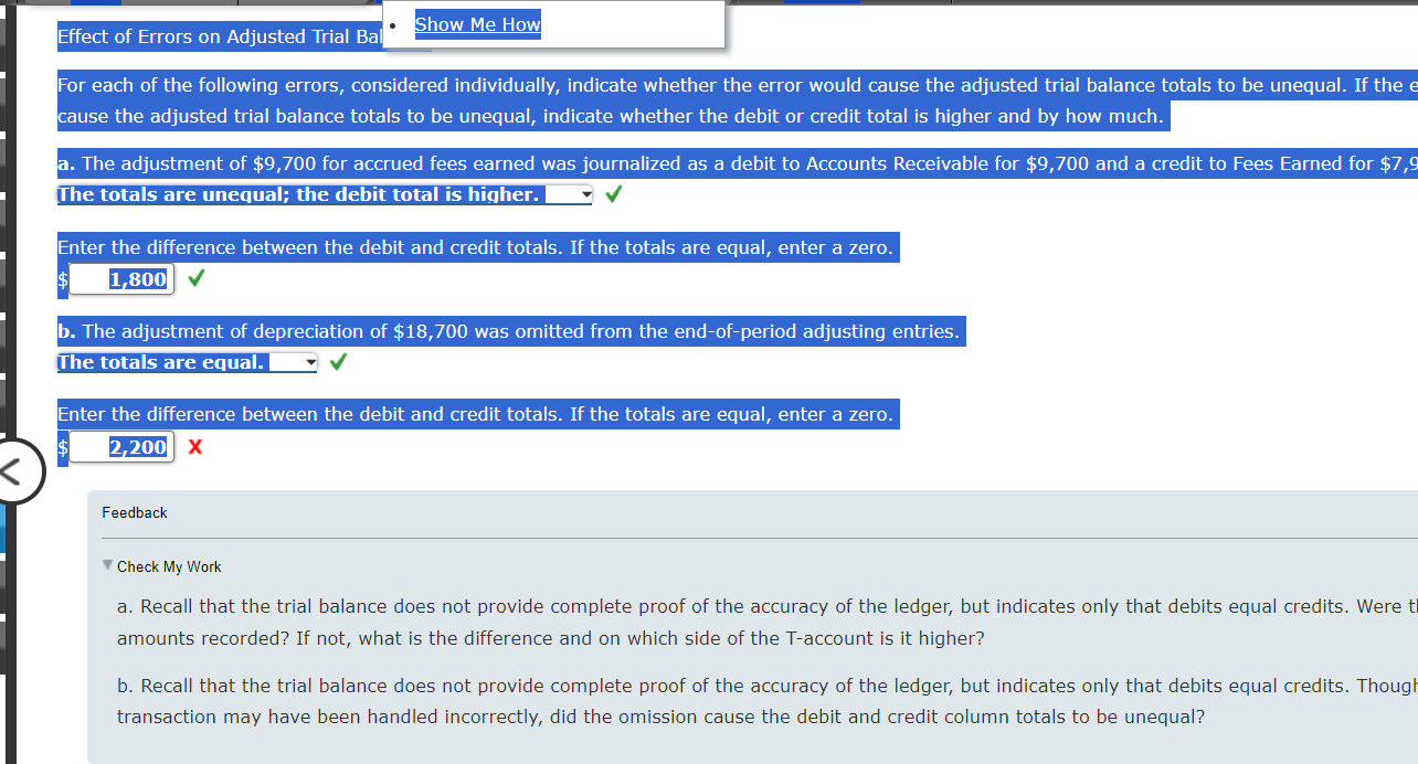 Solved Effect of Errors on Adjusted Trial BalFor each of the | Chegg.com