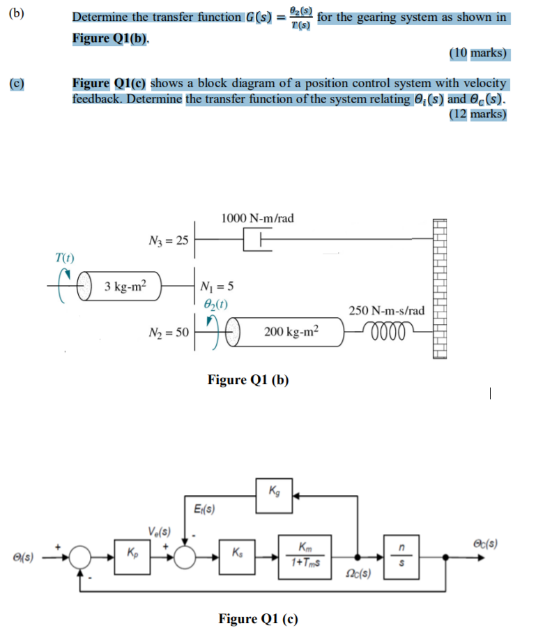 Solved (b) B2(s) Determine The Transfer Function G(s) = For | Chegg.com