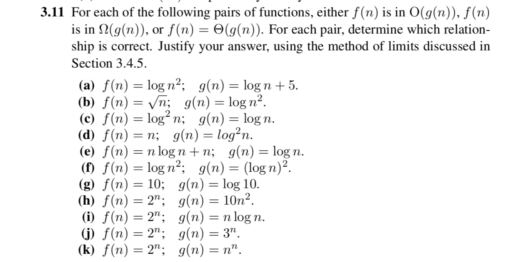 Solved 11 For each of the following pairs of functions, | Chegg.com