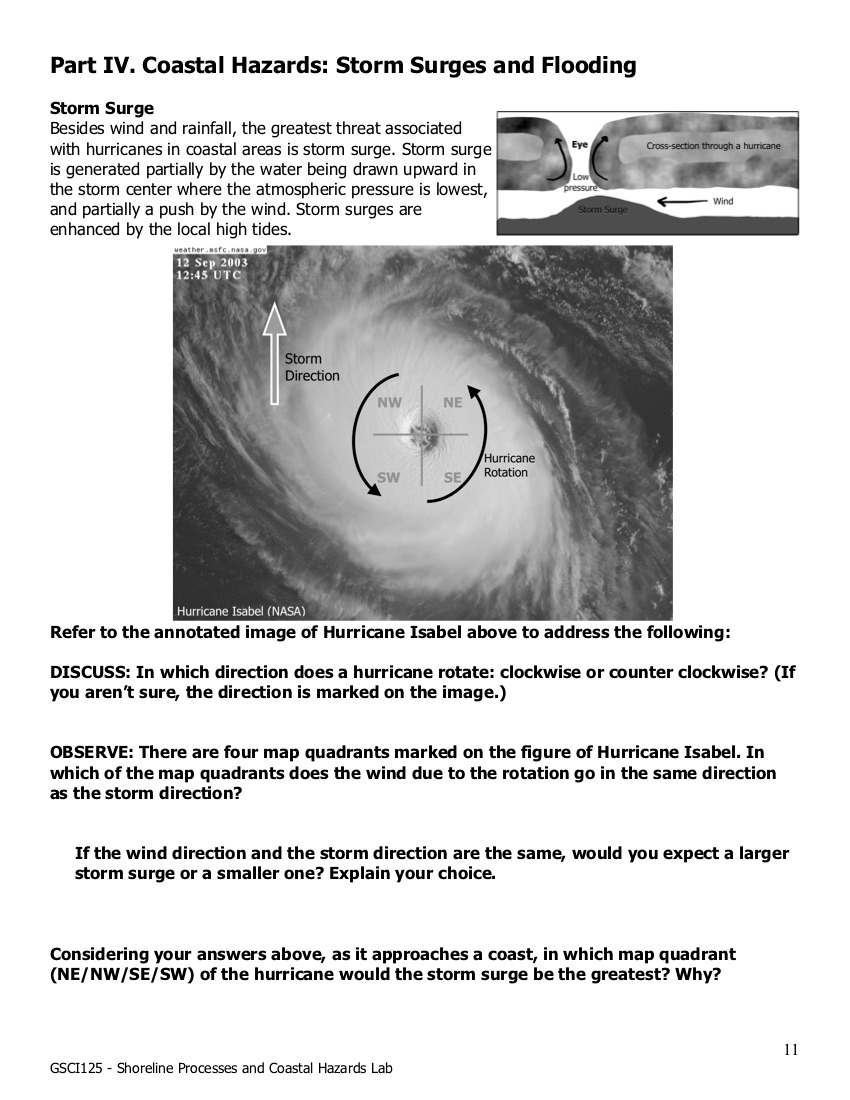 Solved Part IV. Coastal Hazards: Storm Surges And Flooding | Chegg.com