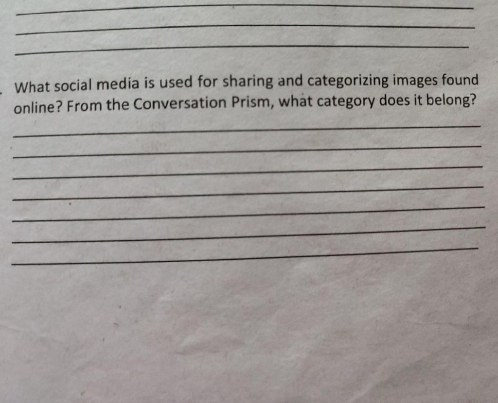 Solved What social media is used for sharing and | Chegg.com