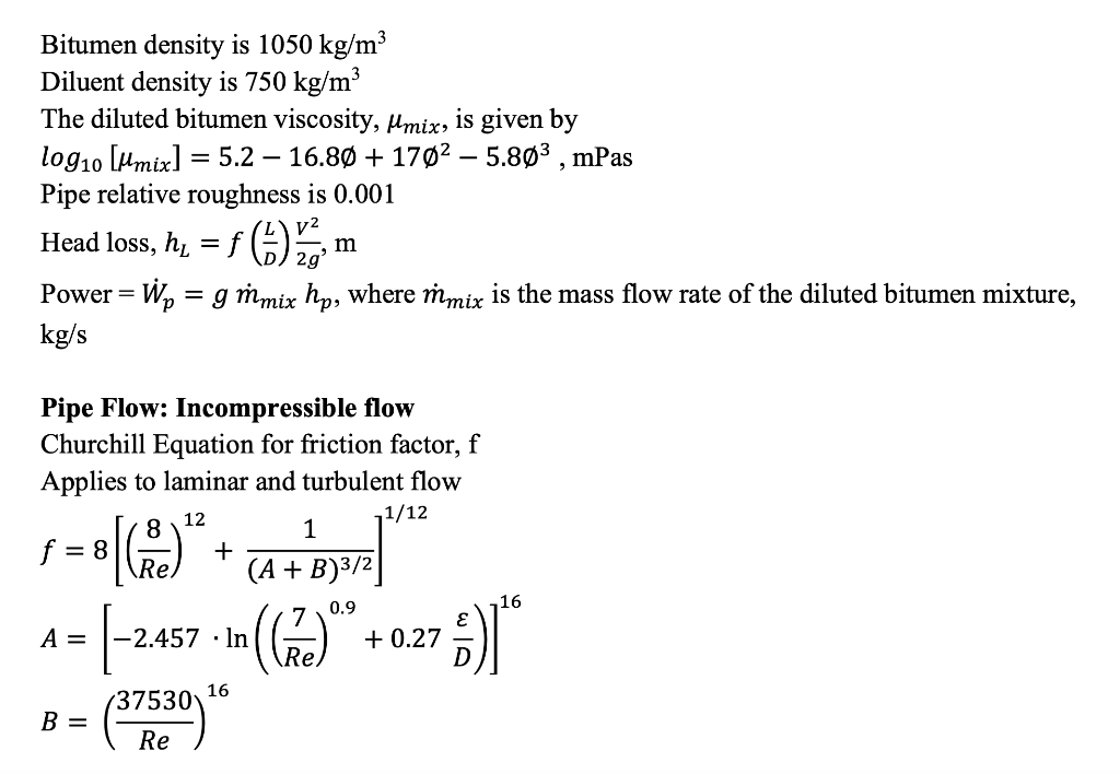 Solved Q1 It is desired to ship 150,000 bbl/day of bitumen | Chegg.com