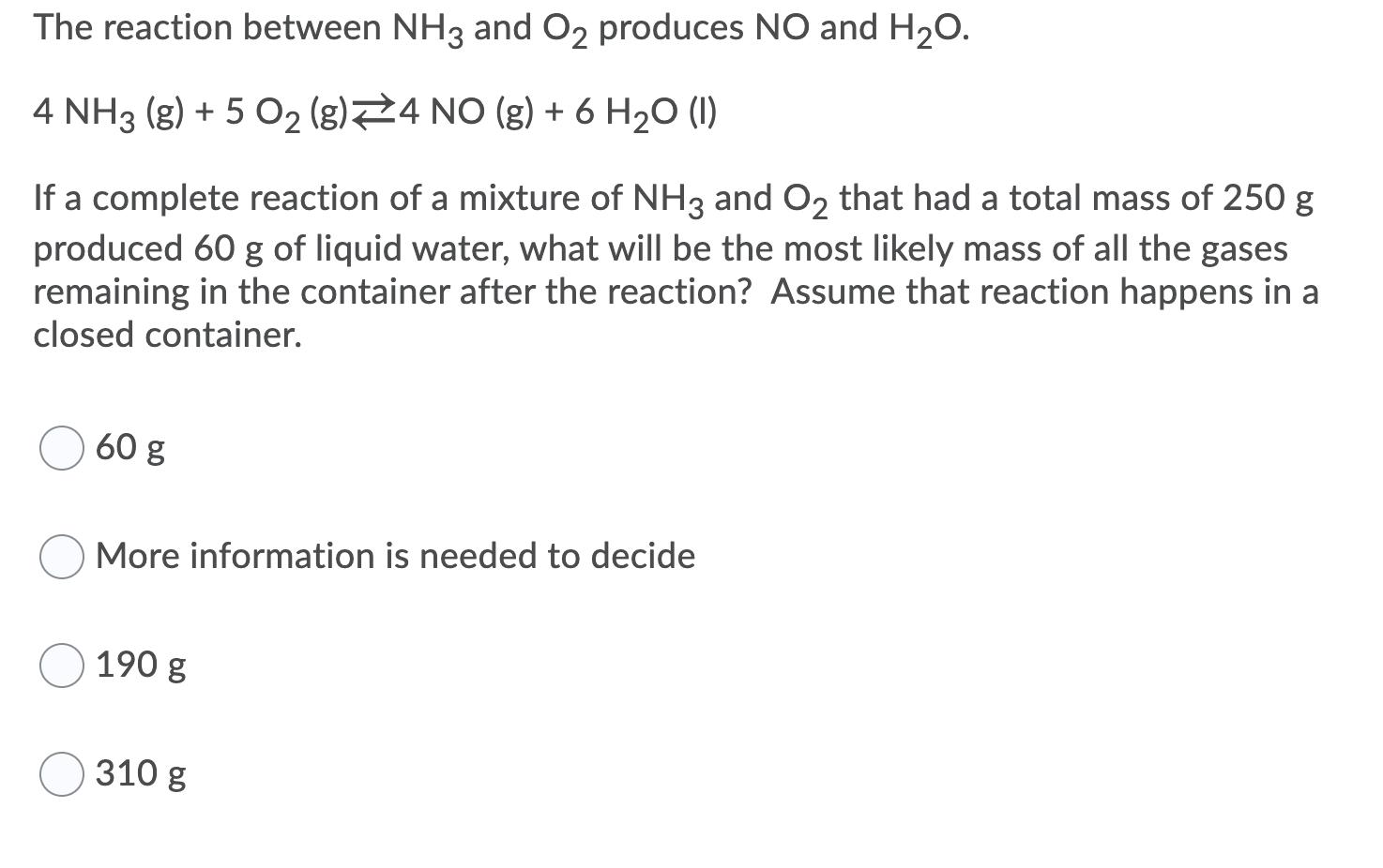 Solved Nitrogen monoxide (NO) reacts with chlorine (Cl2) to