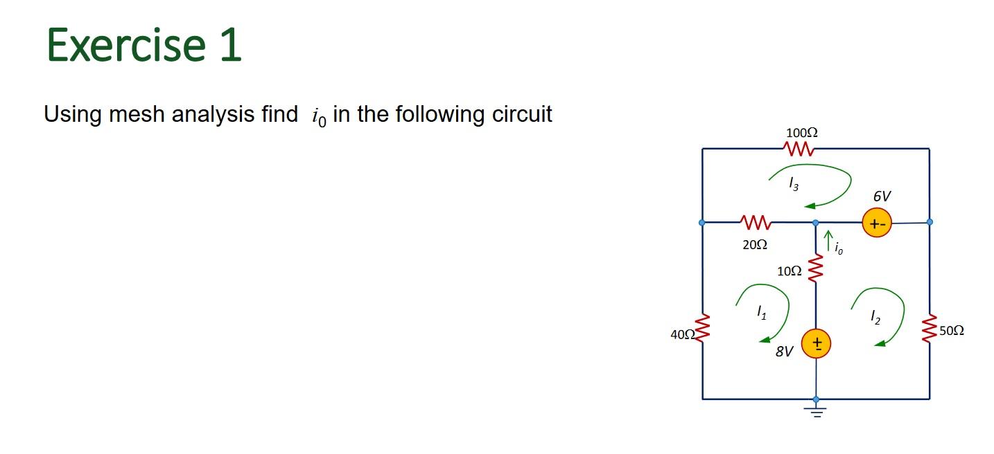 Solved Exercise 1 Using mesh analysis find is in the | Chegg.com